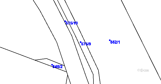 Parcela st. 575/9 v KÚ Vrchoviny, Katastrální mapa