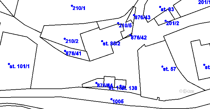 Parcela st. 251 v KÚ Vrchoviny, Katastrální mapa
