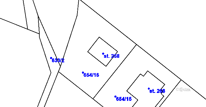 Parcela st. 258 v KÚ Vrchoviny, Katastrální mapa