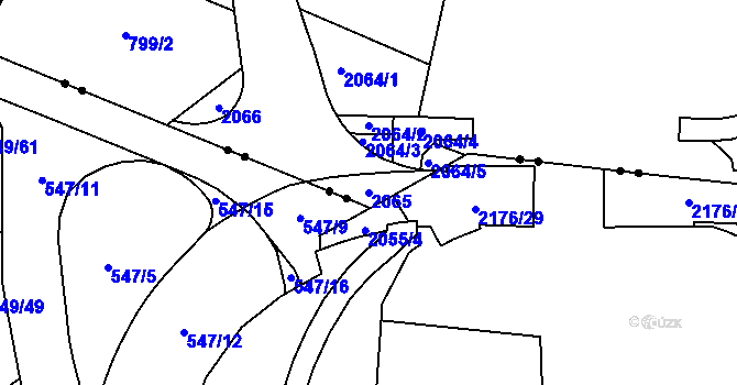Parcela st. 2065 v KÚ Vrchoviny, Katastrální mapa