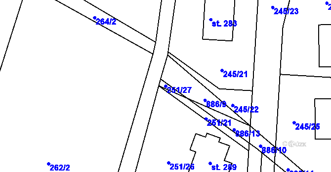 Parcela st. 251/27 v KÚ Vrchoviny, Katastrální mapa