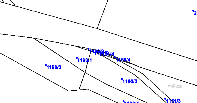 Parcela st. 1151/4 v KÚ Vrchy, Katastrální mapa