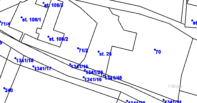 Parcela st. 25 v KÚ Vrchy, Katastrální mapa