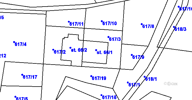 Parcela st. 66/1 v KÚ Vrchy, Katastrální mapa