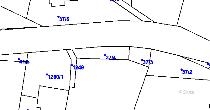 Parcela st. 37/4 v KÚ Vrchy, Katastrální mapa