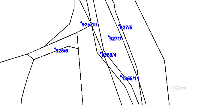 Parcela st. 1355/4 v KÚ Vrchy, Katastrální mapa