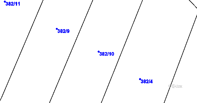 Parcela st. 382/10 v KÚ Vrchy, Katastrální mapa