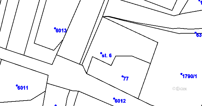 Parcela st. 6 v KÚ Vroutek, Katastrální mapa