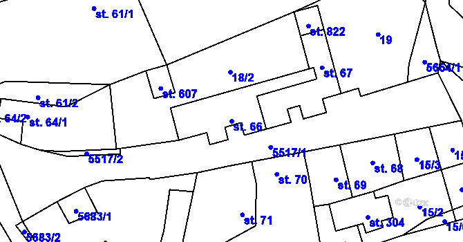 Parcela st. 66 v KÚ Vroutek, Katastrální mapa