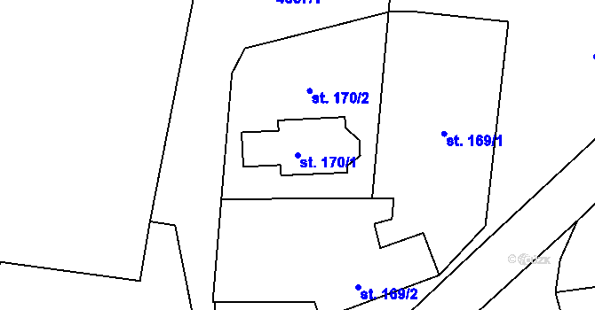 Parcela st. 170/1 v KÚ Vroutek, Katastrální mapa