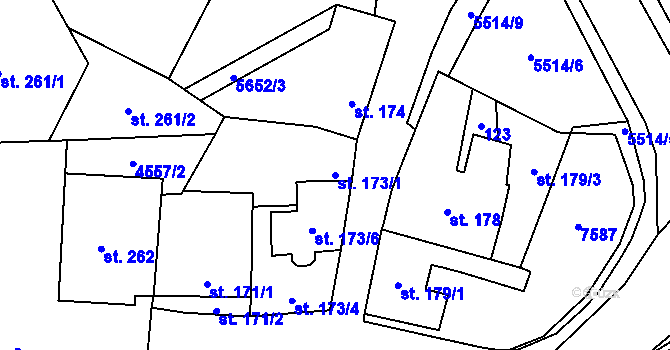 Parcela st. 173/1 v KÚ Vroutek, Katastrální mapa