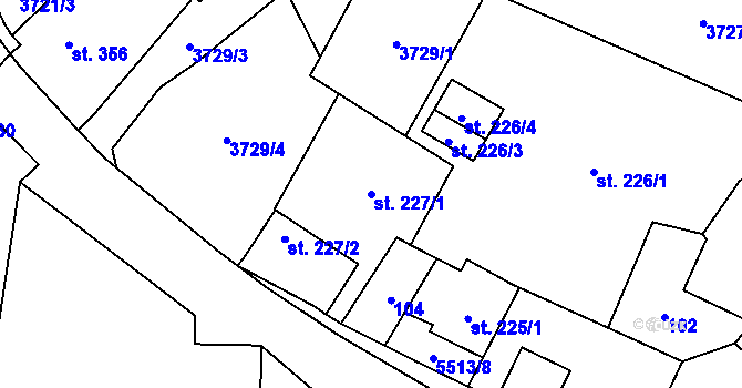Parcela st. 227/1 v KÚ Vroutek, Katastrální mapa