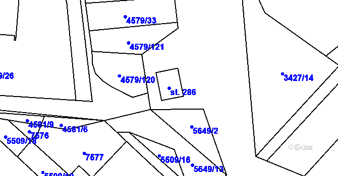 Parcela st. 286 v KÚ Vroutek, Katastrální mapa