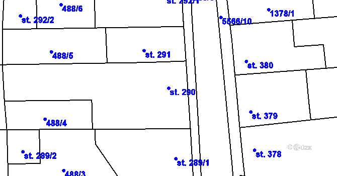 Parcela st. 290 v KÚ Vroutek, Katastrální mapa
