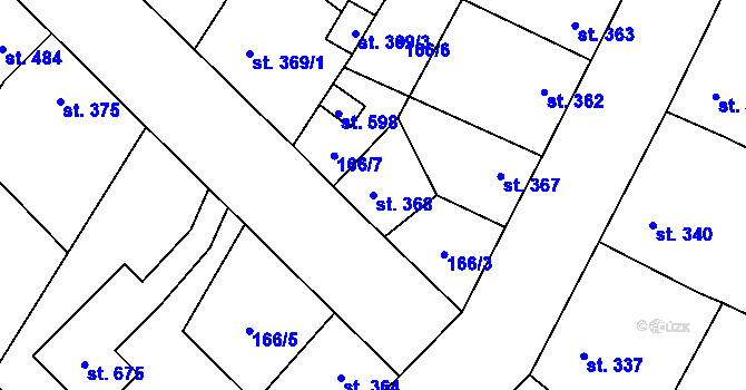 Parcela st. 368 v KÚ Vroutek, Katastrální mapa