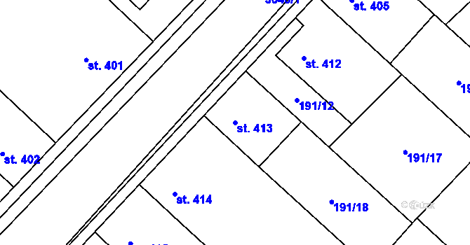 Parcela st. 413 v KÚ Vroutek, Katastrální mapa