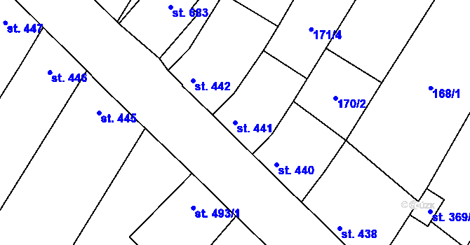 Parcela st. 441 v KÚ Vroutek, Katastrální mapa