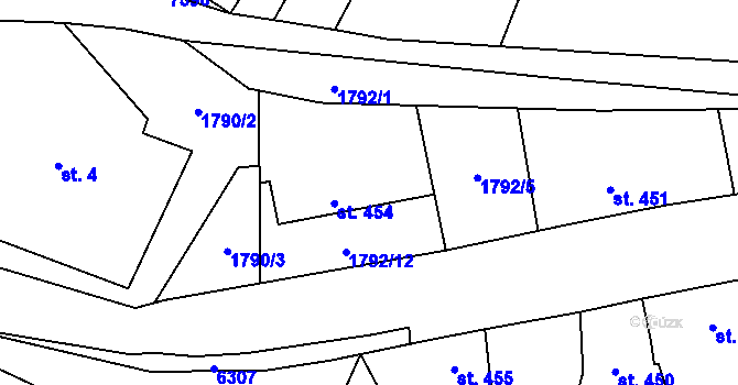 Parcela st. 453 v KÚ Vroutek, Katastrální mapa