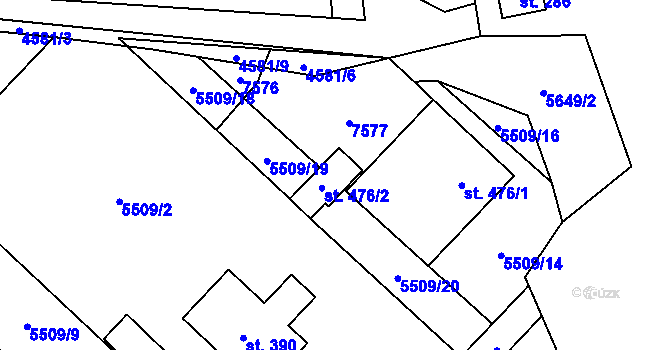 Parcela st. 476/2 v KÚ Vroutek, Katastrální mapa