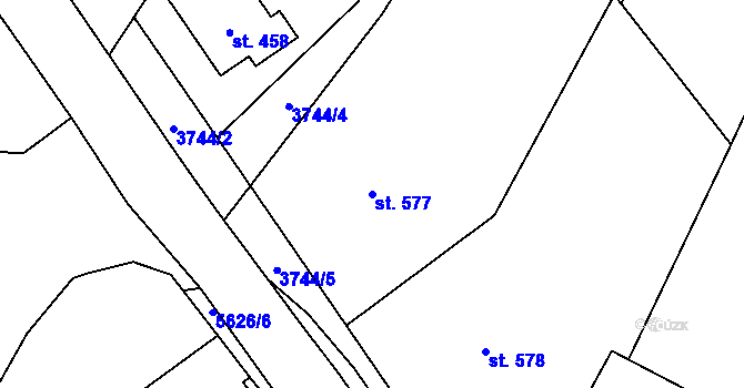 Parcela st. 577 v KÚ Vroutek, Katastrální mapa