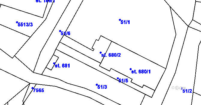Parcela st. 680/2 v KÚ Vroutek, Katastrální mapa