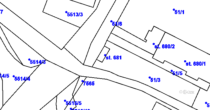 Parcela st. 681 v KÚ Vroutek, Katastrální mapa