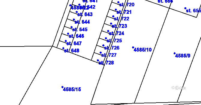 Parcela st. 727 v KÚ Vroutek, Katastrální mapa