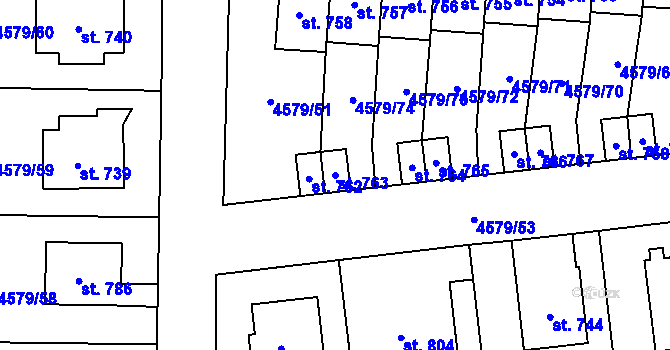 Parcela st. 763 v KÚ Vroutek, Katastrální mapa