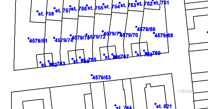 Parcela st. 766 v KÚ Vroutek, Katastrální mapa