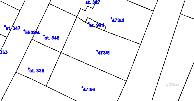 Parcela st. 473/5 v KÚ Vroutek, Katastrální mapa