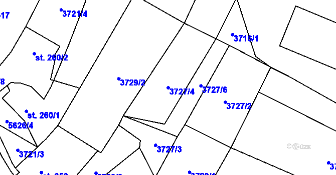Parcela st. 3727/4 v KÚ Vroutek, Katastrální mapa