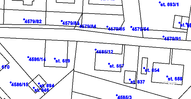 Parcela st. 4585/12 v KÚ Vroutek, Katastrální mapa