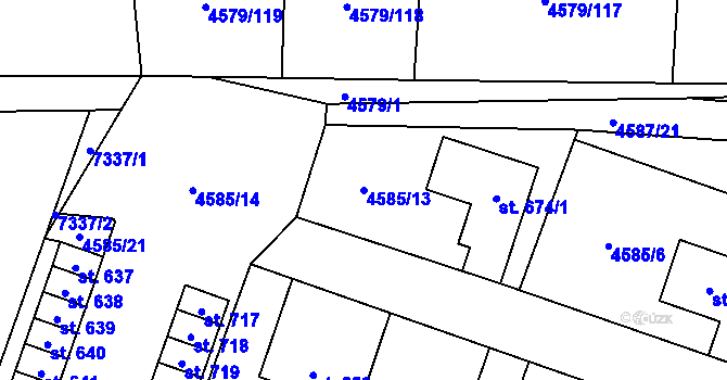 Parcela st. 4585/13 v KÚ Vroutek, Katastrální mapa