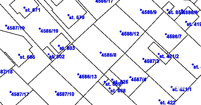 Parcela st. 4586/8 v KÚ Vroutek, Katastrální mapa