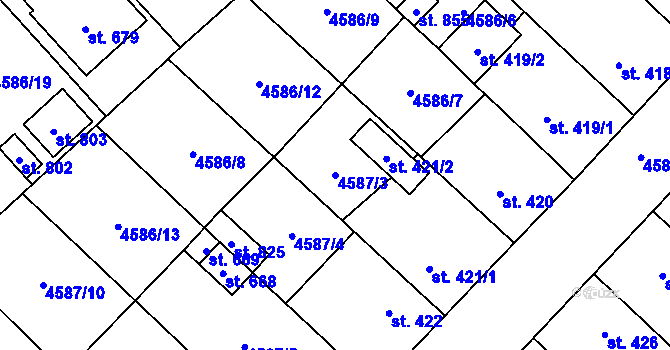 Parcela st. 4587/3 v KÚ Vroutek, Katastrální mapa