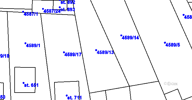 Parcela st. 4589/13 v KÚ Vroutek, Katastrální mapa