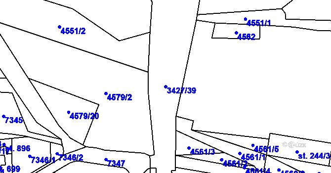 Parcela st. 3427/39 v KÚ Vroutek, Katastrální mapa