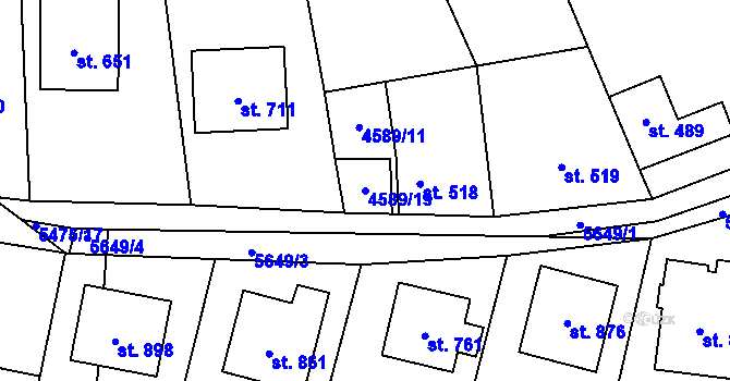 Parcela st. 4589/19 v KÚ Vroutek, Katastrální mapa