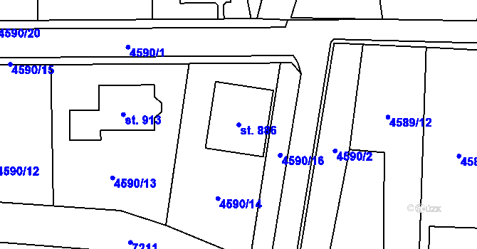 Parcela st. 886 v KÚ Vroutek, Katastrální mapa