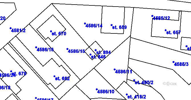 Parcela st. 894 v KÚ Vroutek, Katastrální mapa