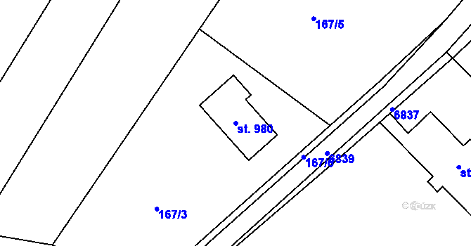 Parcela st. 980 v KÚ Vroutek, Katastrální mapa