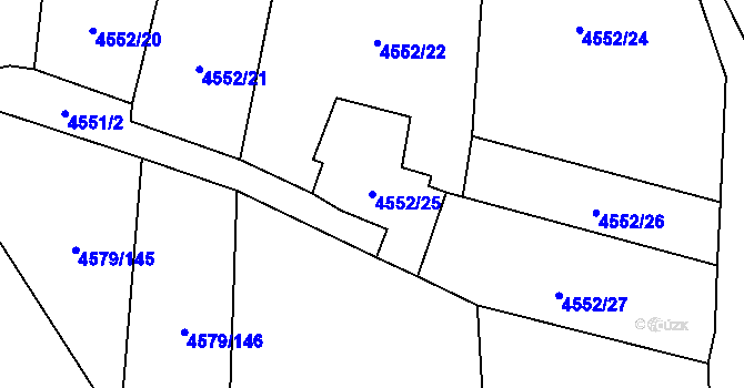 Parcela st. 4552/25 v KÚ Vroutek, Katastrální mapa