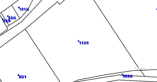 Parcela st. 113/5 v KÚ Kyjice, Katastrální mapa