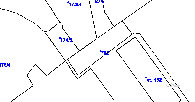 Parcela st. 171/2 v KÚ Kyjice, Katastrální mapa