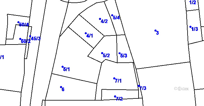 Parcela st. 5/2 v KÚ Vrskmaň, Katastrální mapa