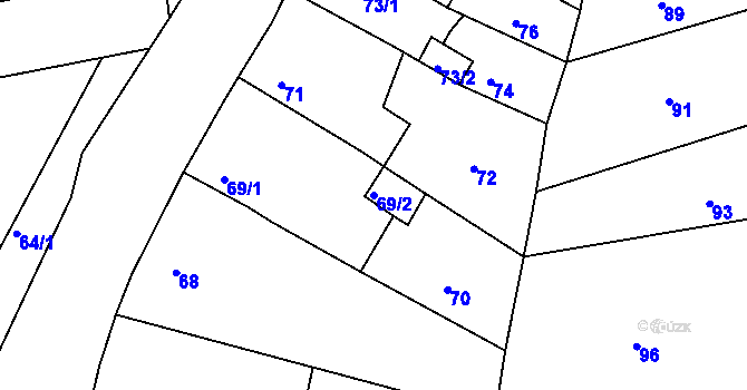 Parcela st. 69/2 v KÚ Vrskmaň, Katastrální mapa