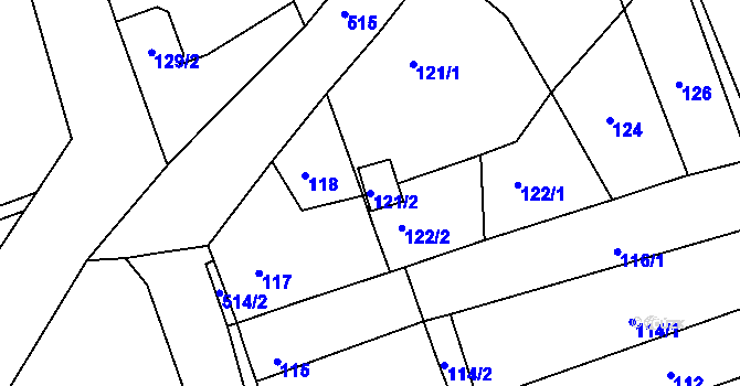 Parcela st. 121/2 v KÚ Vrskmaň, Katastrální mapa