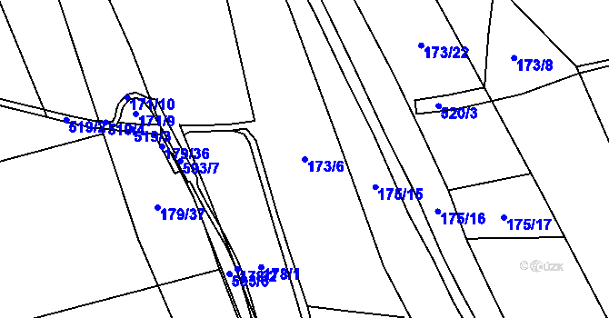 Parcela st. 173/6 v KÚ Vrskmaň, Katastrální mapa