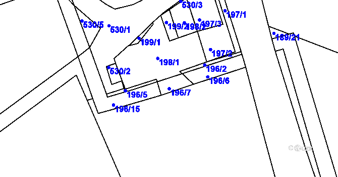 Parcela st. 196/7 v KÚ Vrskmaň, Katastrální mapa