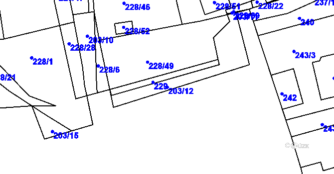 Parcela st. 203/12 v KÚ Vrskmaň, Katastrální mapa